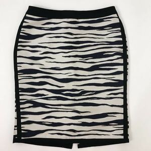 Ann Taylor Pencil Skirt White Zebra Print Sz 4